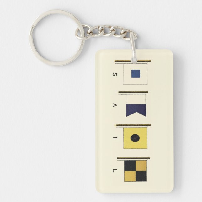 Llavero Pintura de cuatro banderas con vela escrita debajo (Frente)