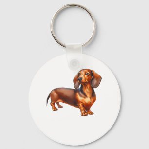 Llavero Pintura de Dachshund - Paintin acuarela de perro d