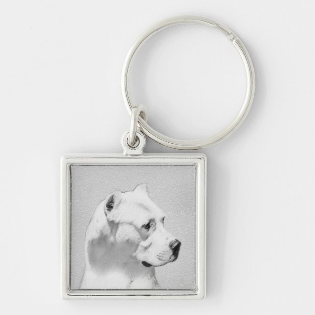 Llavero Pintura de Dogo Argentino - Arte original del perr (Frente)