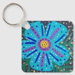 Llavero Pintura de flores azules