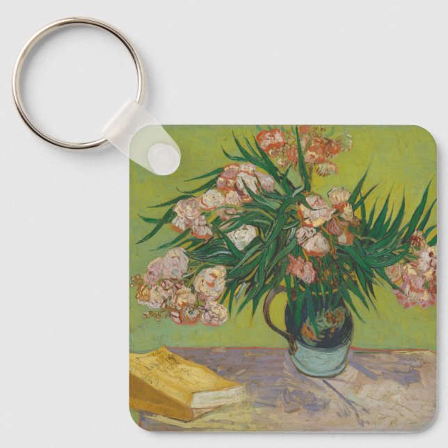 Llavero Pintura de flores de adelfa de Vincent Van Gogh (Anverso)