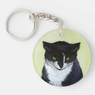 Llavero Pintura de gatos de Tuxedo - Arte de gatos origina