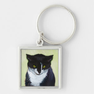Llavero Pintura de gatos de Tuxedo - Arte de gatos origina