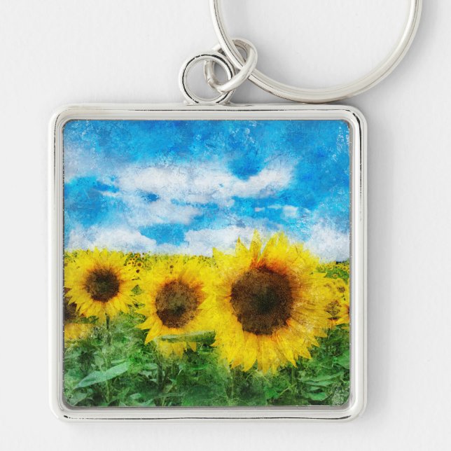 Llavero Pintura de girasoles (Frente)