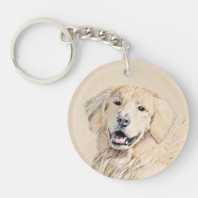 Llavero Pintura de Golden Retriever - Cute original Dog Ar (Frente)
