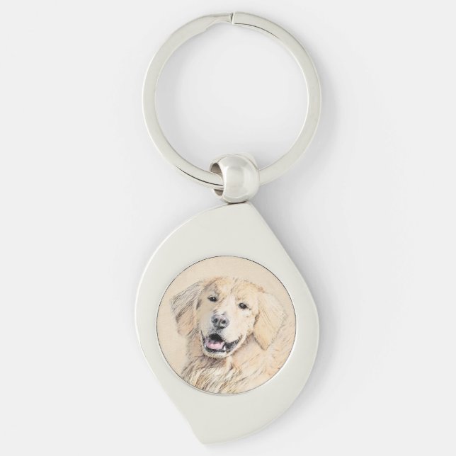 Llavero Pintura de Golden Retriever - Cute original Dog Ar (Anverso)