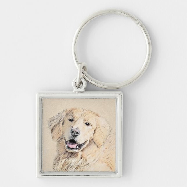 Llavero Pintura de Golden Retriever - Cute original Dog Ar (Frente)