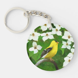 Llavero Pintura de Goldfinch - Arte de Perro Original.