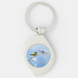 Llavero Pintura de Grosbeak por la noche - Arte de Perro O