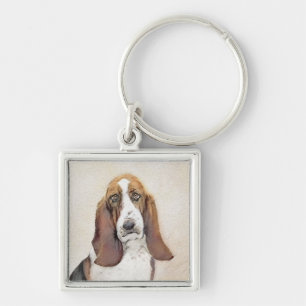 Llavero Pintura de hebilla de basset - Arte de perro origi
