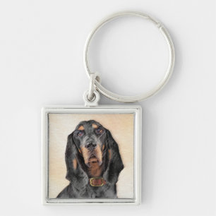 Llavero Pintura de hongos negros y morenos - Arte de perro
