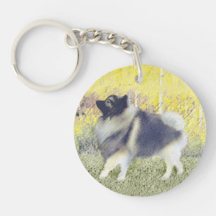 Llavero Pintura de Keeshond Aspen - Arte Perro Original Cu