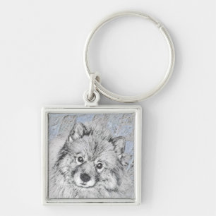 Llavero Pintura de Keeshond Beth - Arte de Perro Original.