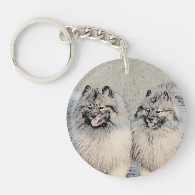 Llavero Pintura de Keeshond Brothers - Arte original del p (Frente)
