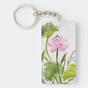 Llavero Pintura de la acuarela de la flor de Lotus 2