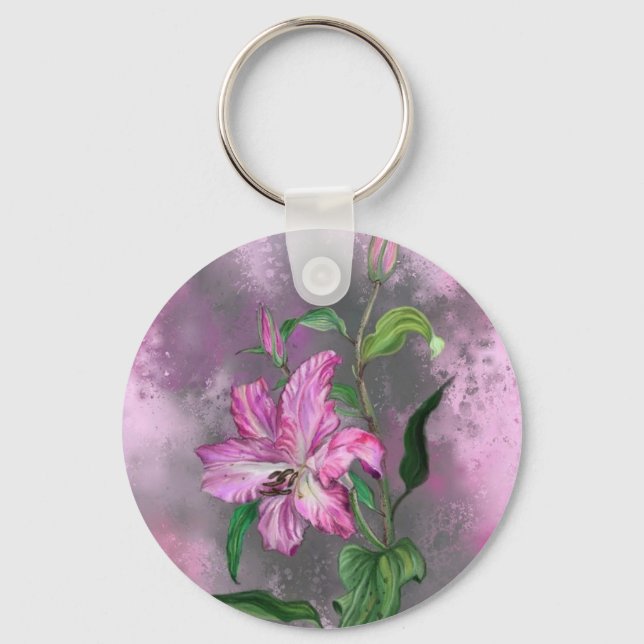 Llavero Pintura de la cadena de flores Keychain Lilies púr (Anverso)