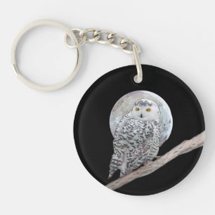 Llavero Pintura de lechuza y luna - Arte original de aves