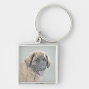 Llavero Pintura de Leonberger - Arte de Perro Original.