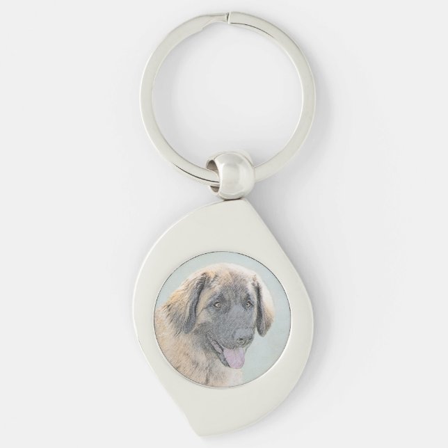 Llavero Pintura de Leonberger - Arte de Perro Original. (Anverso)