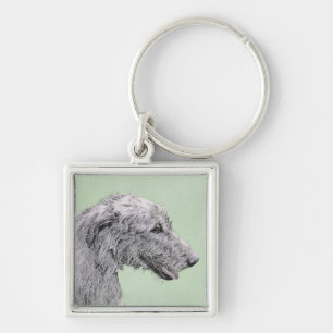 Llavero Pintura de lobo irlandesa - Arte de perro original