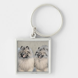 Llavero Pintura de los hermanos Keeshond - Arte original d