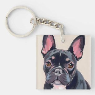 Llavero Pintura de mascota acuarela de perro Bulldog Franc