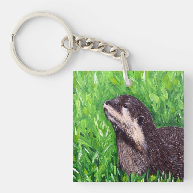 Llavero Pintura de nutria de río Little (Frente)