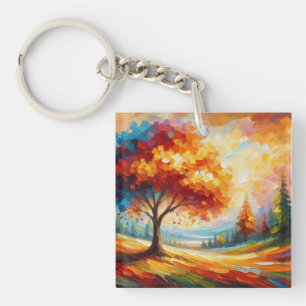 Llavero Pintura de paisajes con colores brillantes