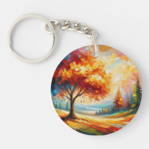 Llavero Pintura de paisajes con colores brillantes
