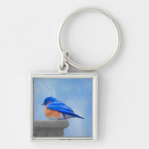 Llavero Pintura de pájaro azul - Arte original de aves