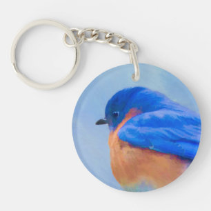 Llavero Pintura de pájaro azul - Arte original de aves