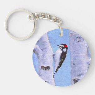 Llavero Pintura de pájaro lechoso - Arte original de pájar