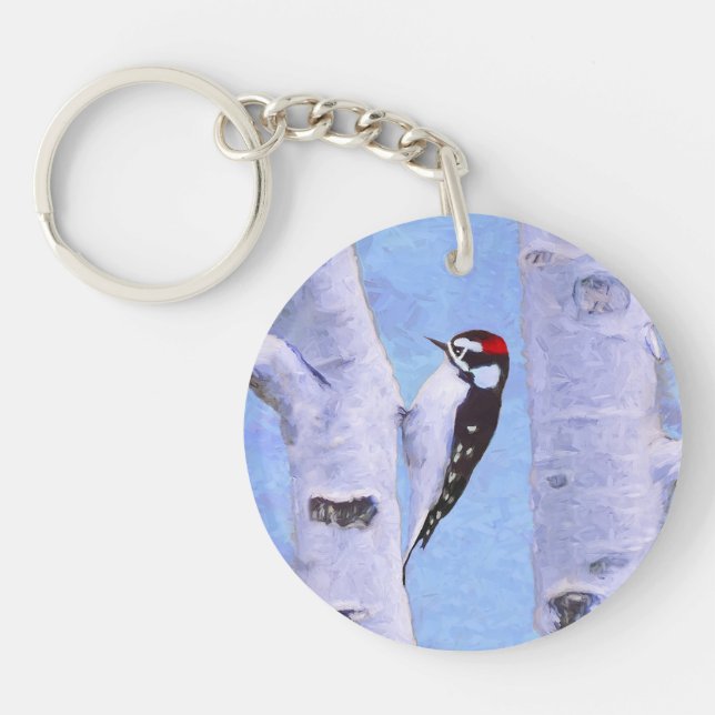 Llavero Pintura de pájaro lechoso - Arte original de pájar (Frente)