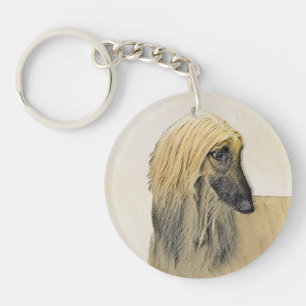 Llavero Pintura de perro afgano - Arte de perro original l