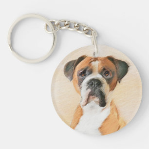 Llavero Pintura De Perro Boxer Sin Recortar Arte Animal Or
