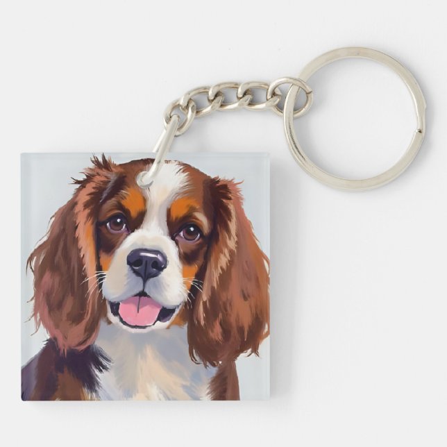 Llavero Pintura de perro Cocker Spaniel mascota (Atrás)