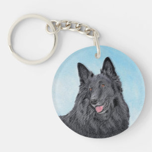 Llavero Pintura de perro pastelero belga - Arte de perro o