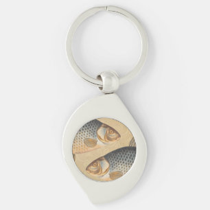 Llavero pintura de pesca de carpa dibujo de agua dulce