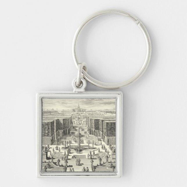 Llavero Pintura de petróleo de fuentes en el Jardín de Ver (Frente)