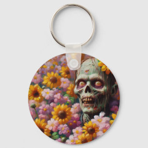 Llavero Pintura de petróleo de zombies en Halloween, campo