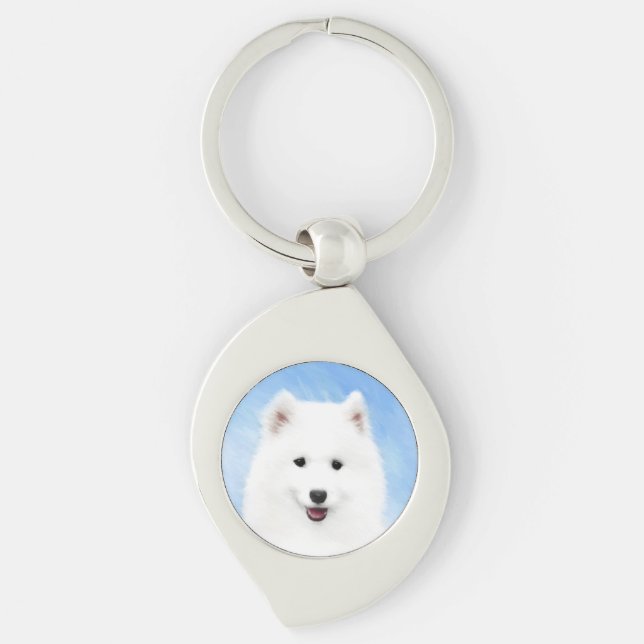 Llavero Pintura de pimienta de Samoyed - Arte Perro Origin (Anverso)