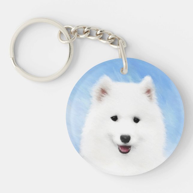 Llavero Pintura de pimienta de Samoyed - Arte Perro Origin (Frente)
