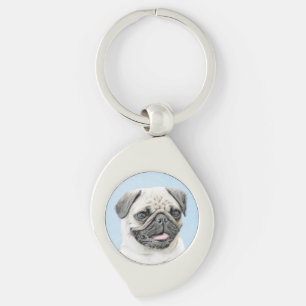 Llavero Pintura de pug - Arte de perro original lindo