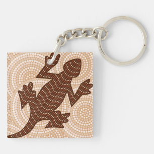 Llavero Pintura de punto de lagarto aborigen
