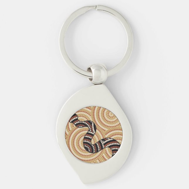 Llavero Pintura de punto de serpiente aborigen (Anverso)