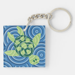 Llavero Pintura de punto de tortuga aborigen
