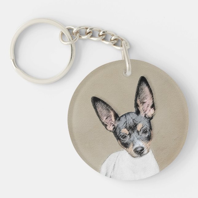 Llavero Pintura de Rat Terrier - Arte Perro Original. (Frente)