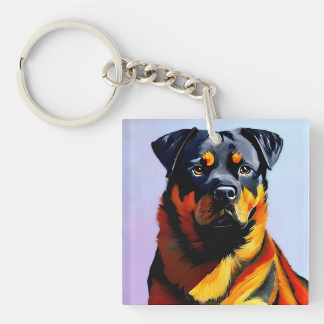 Llavero Pintura de Rottweiler (Frente)