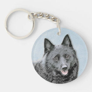 Llavero Pintura de Schipperke - Arte Perro Original Cuto