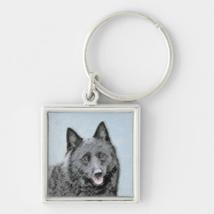 Llavero Pintura de Schipperke - Arte Perro Original Cuto